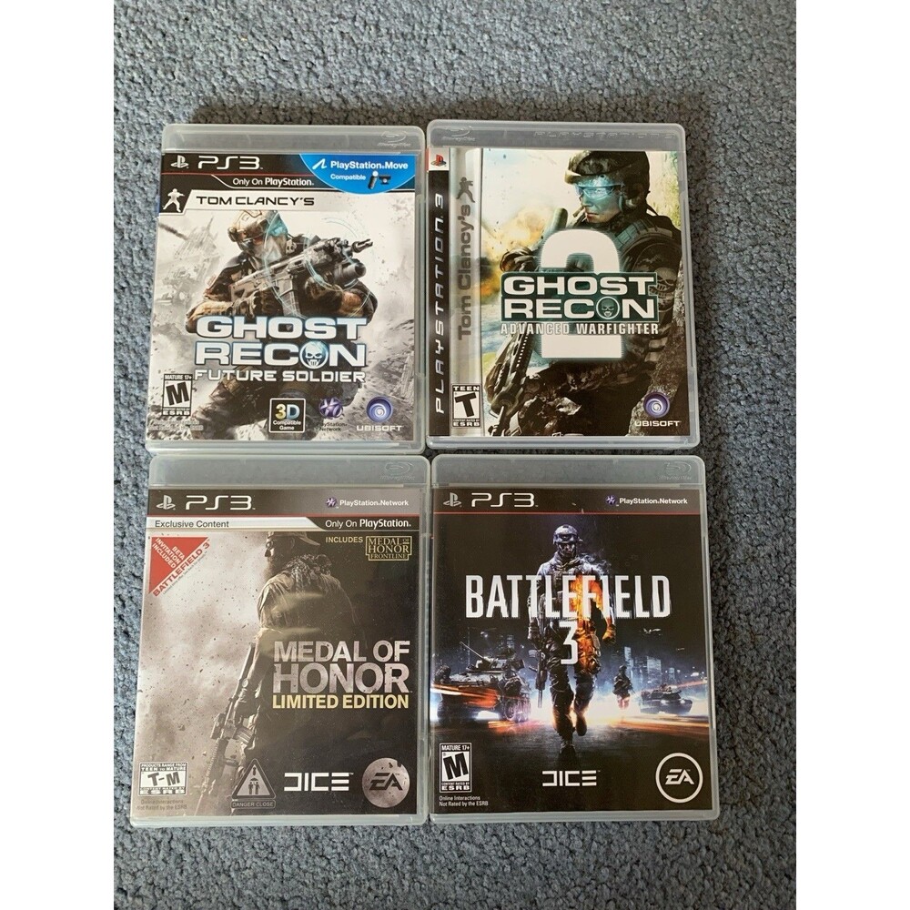 Sony Playstation 3 Games Lot Of 4 - Ghost Recon - Battlefield- Medal Of Honor